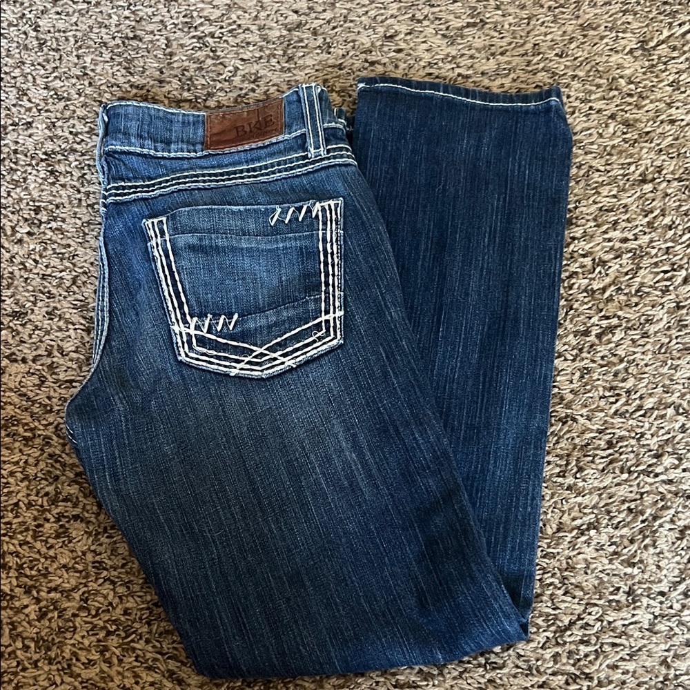 BKE Dark Blue Cropped Ankle Jeans with White Stitching Size 26